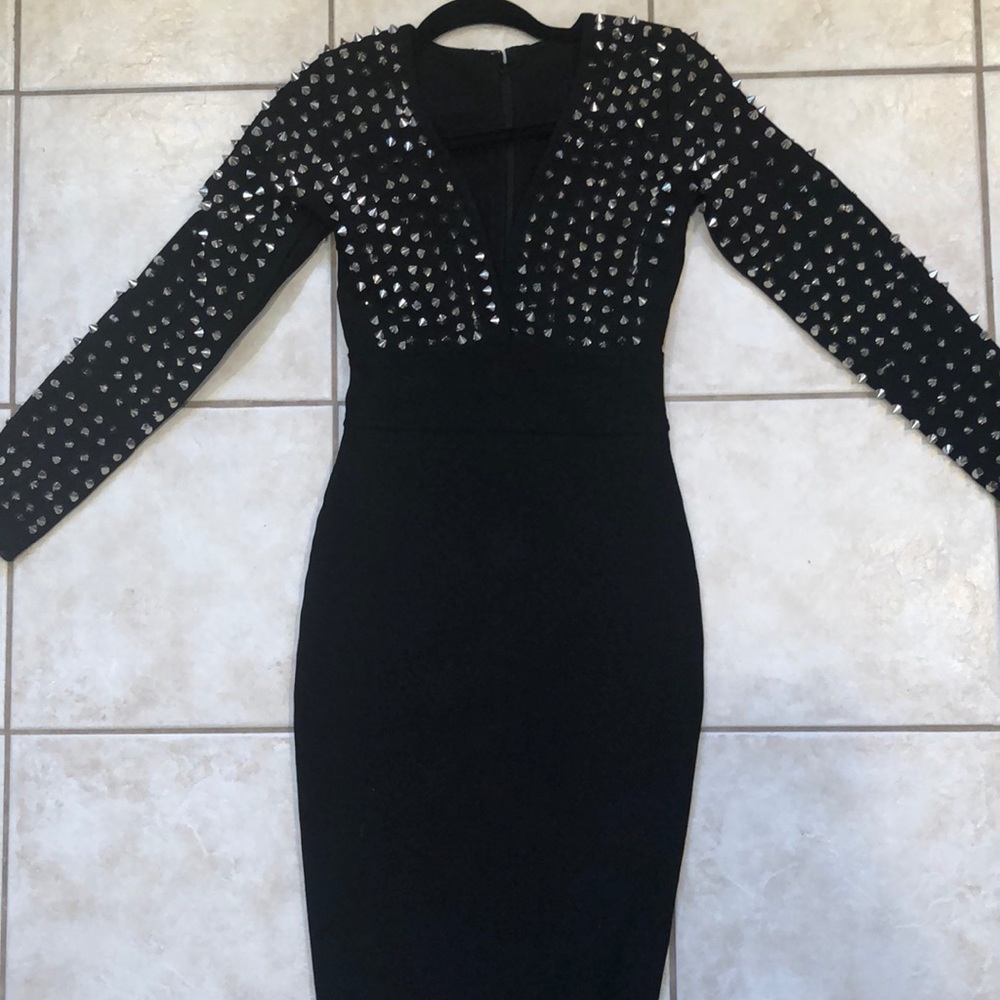 STUDDED BLACK COCKTAIL DRESS